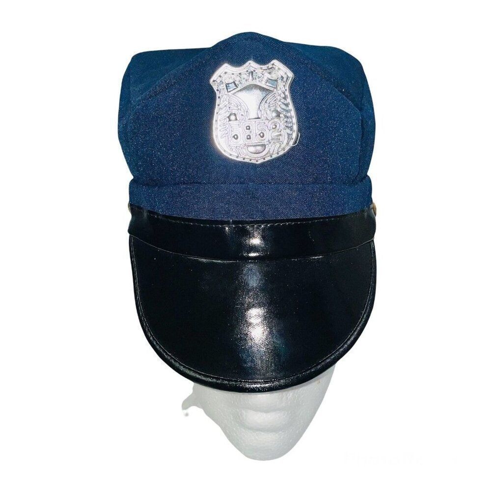 Youth Navy Blue Policeman Hat Costume Dance Theatre Dress Up Adjustable